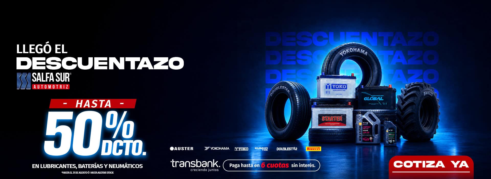 Neumáticos y accesorios para vehículos en oferta en Salfa Sur Automotriz.