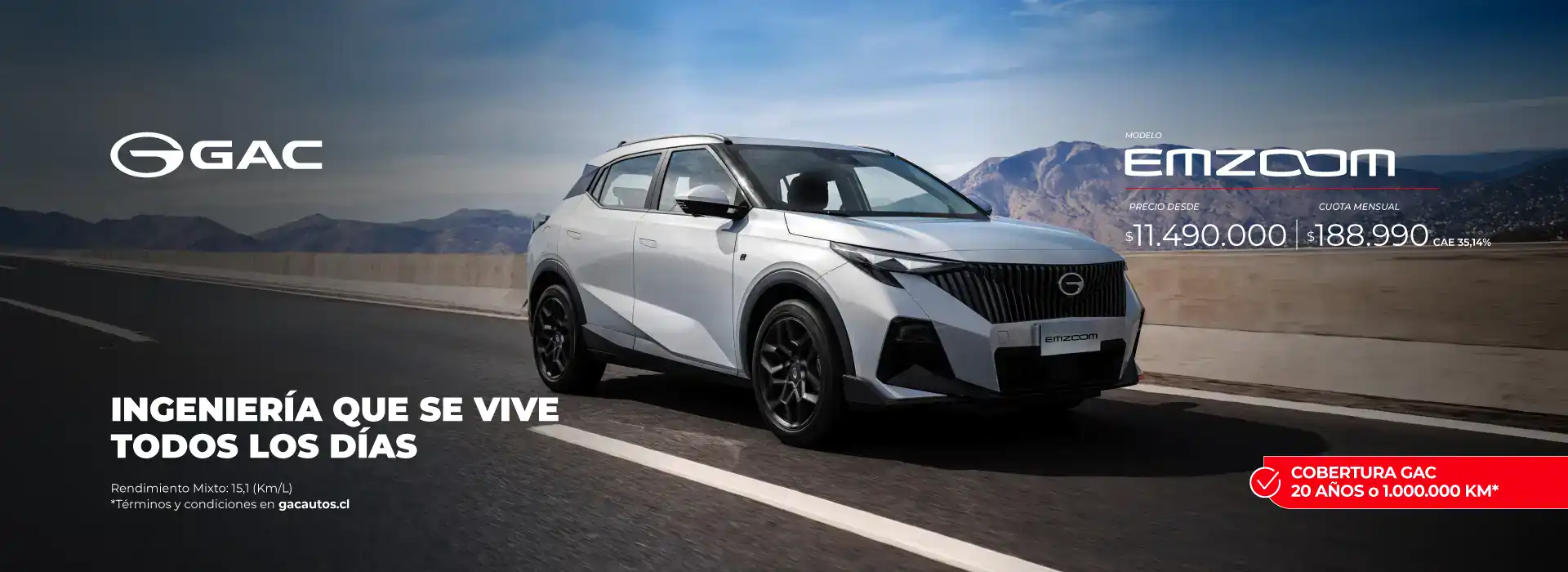 GAC Emzoom SUV en carretera, vehículo nuevo en venta en Chile.