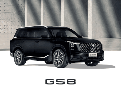 Vehículo SUV negro modelo GS8 de Salfa Sur Automotriz en exhibición.