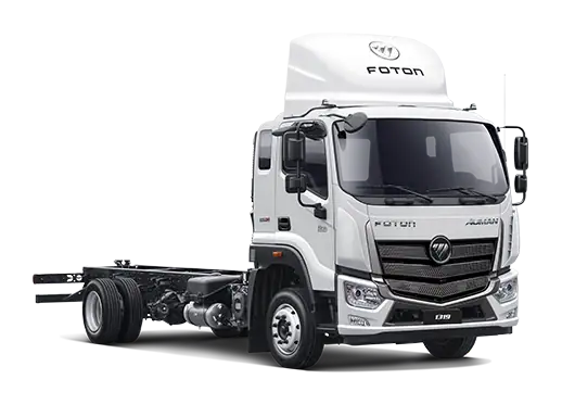 Camión Foton de carga en color blanco para transporte de vehículos.