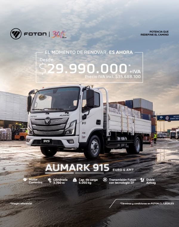 Camión Foton Aumark 915 con capacidad de carga de 6.050 kg.