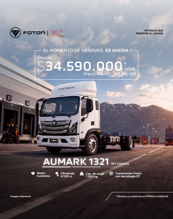 Camión Foton Aumark 1321 con motor Cummins y transmisión ZF.