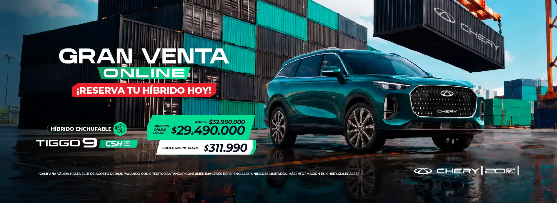Venta de vehículo SUV Chery Tiggo 9 en promoción online.