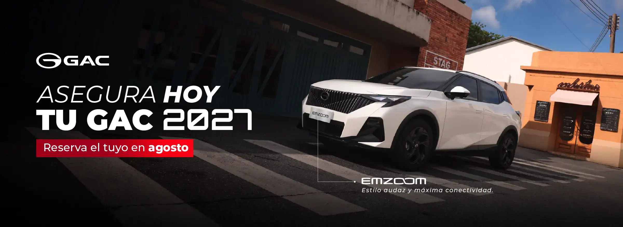 GAC SUV en un estacionamiento con texto promocional.