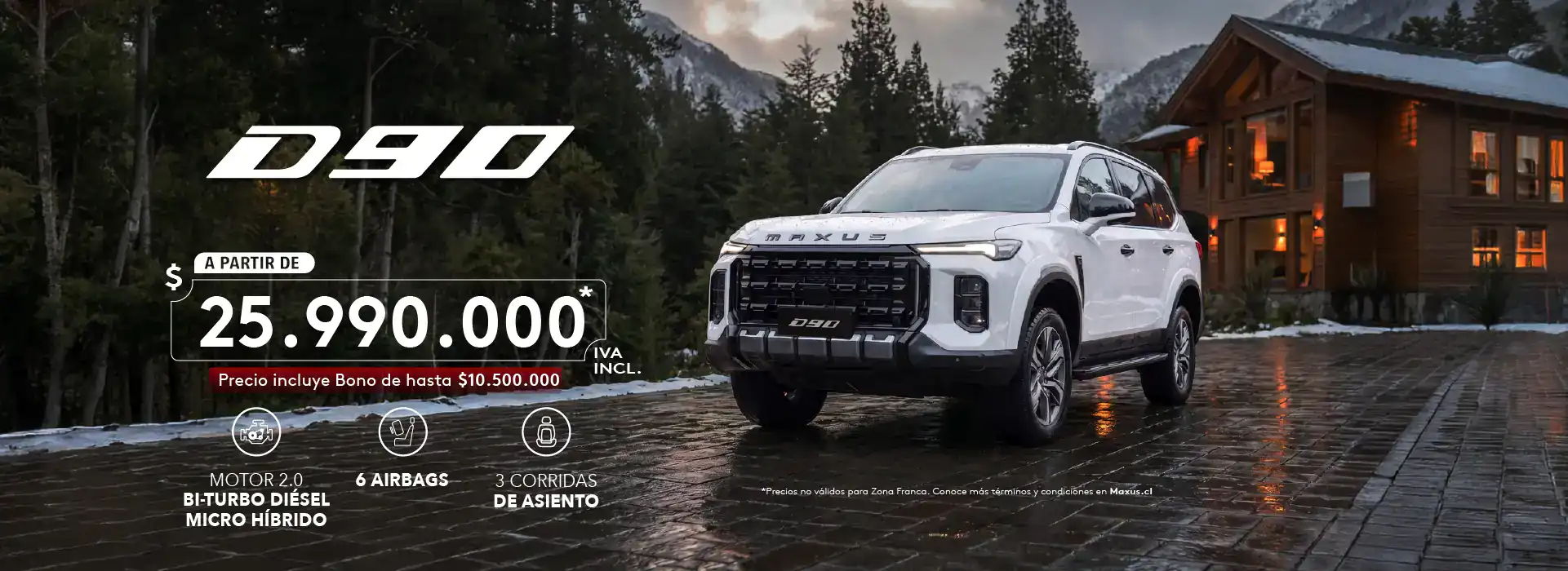 Nuevo Chevrolet D90 en exhibición en entorno natural y moderno.