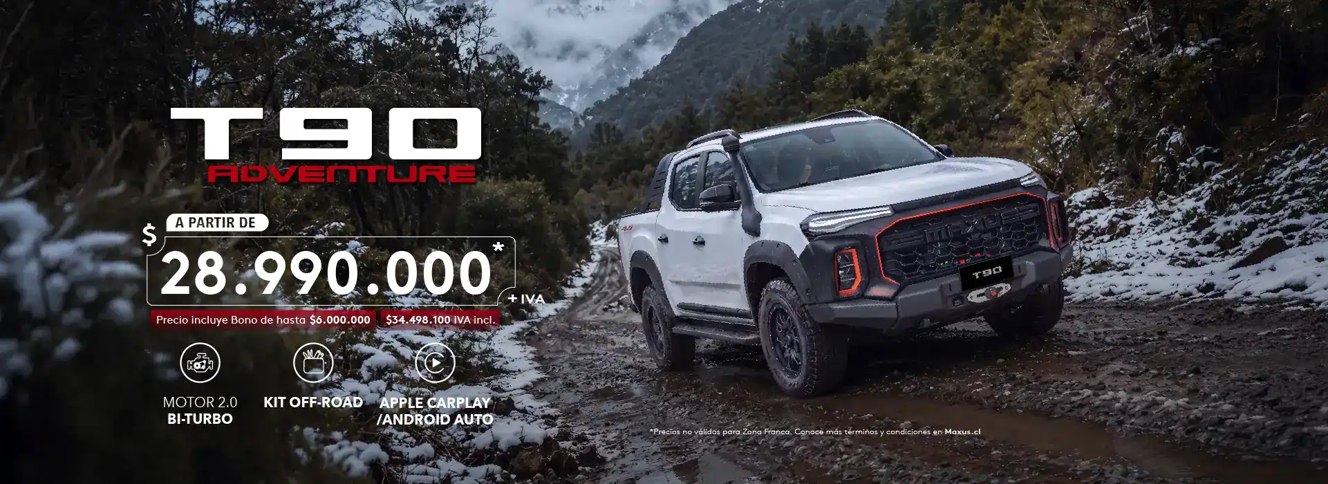 Camioneta Chevrolet T90 Adventure en camino off-road en montaña.