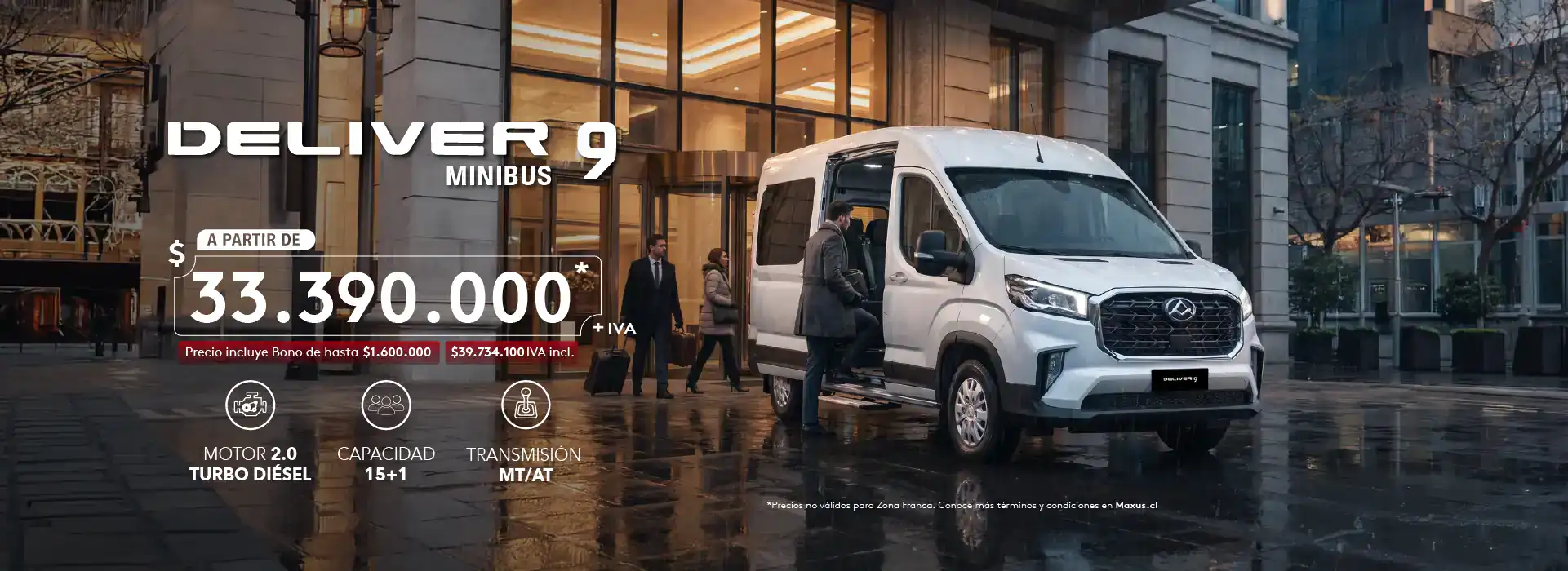 Furgón delivery Deliver 9 Minibus en exhibición en ciudad.