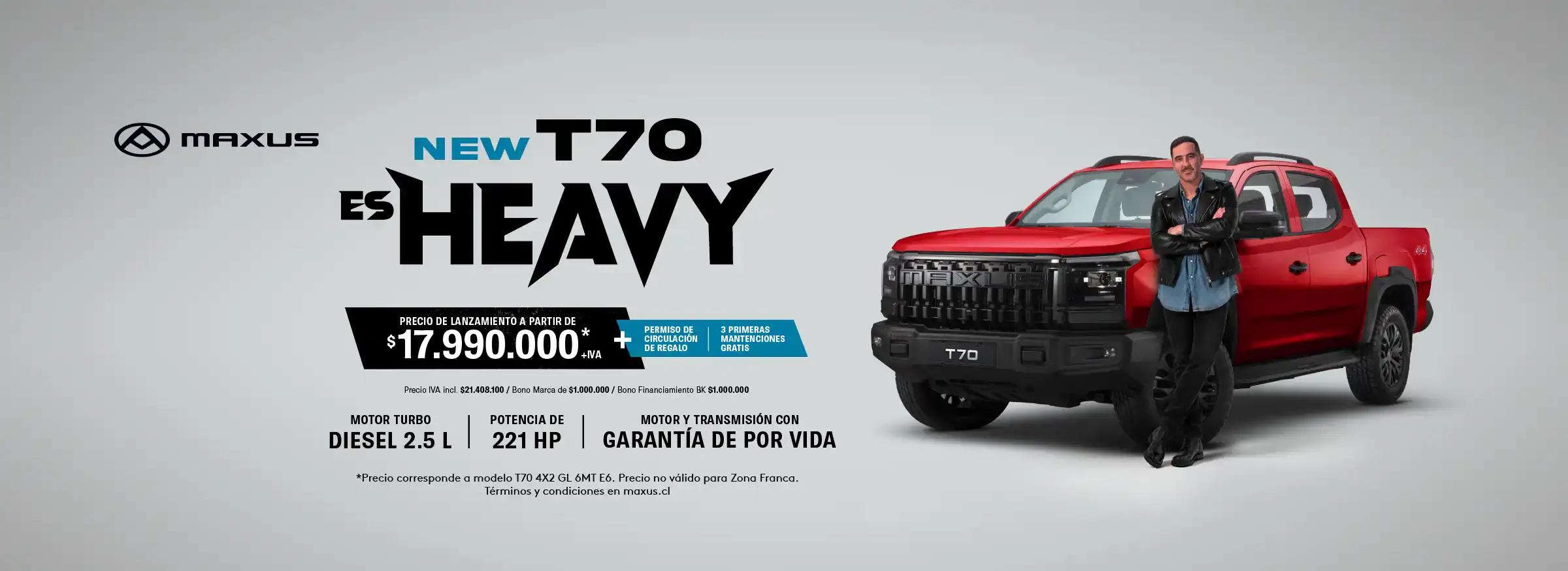 Camioneta Maxus T70 Heavy en exhibición en Salfa Sur.