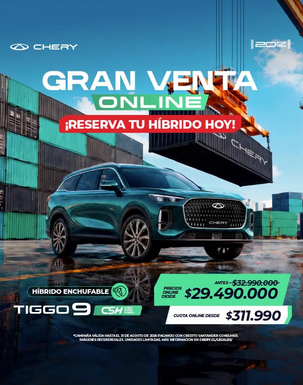 Chery Tiggo 9 híbrido enchufable en venta online en Chile.