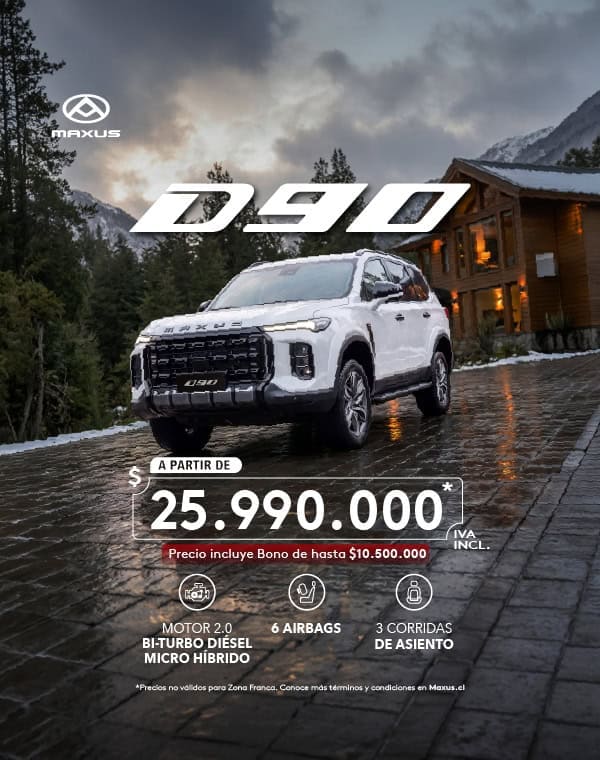 Nuevo Maxus D90 SUV en paisaje natural con montañas y árboles.