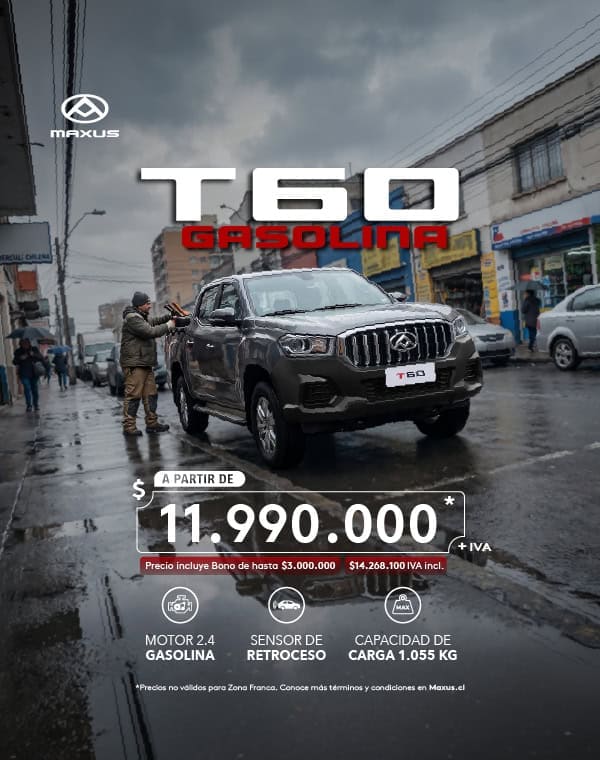Camioneta Maxus T60 Gasolina en exhibición en la calle.