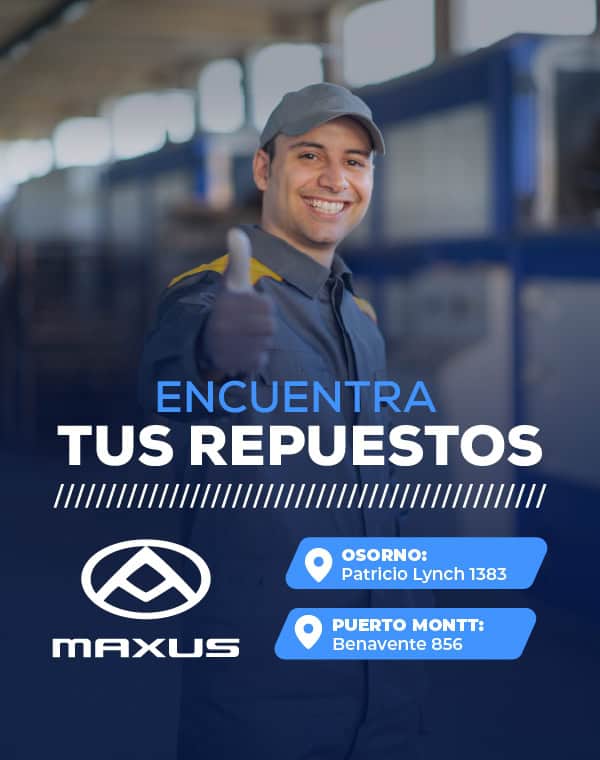 Técnico de repuestos Maxus en taller automotriz en Valdivia y Puerto Montt.