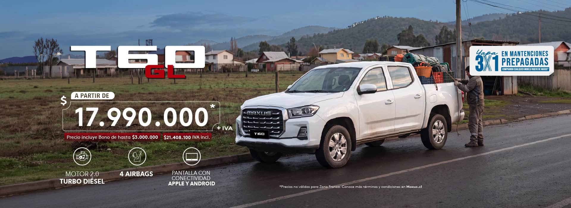Camioneta Chevrolet TEO GL en carretera con paisaje de fondo.