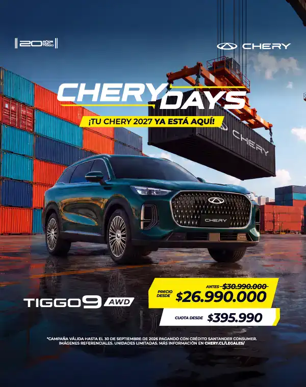 Vehículo Chery Tiggo 9 AWD en promoción en Chile.