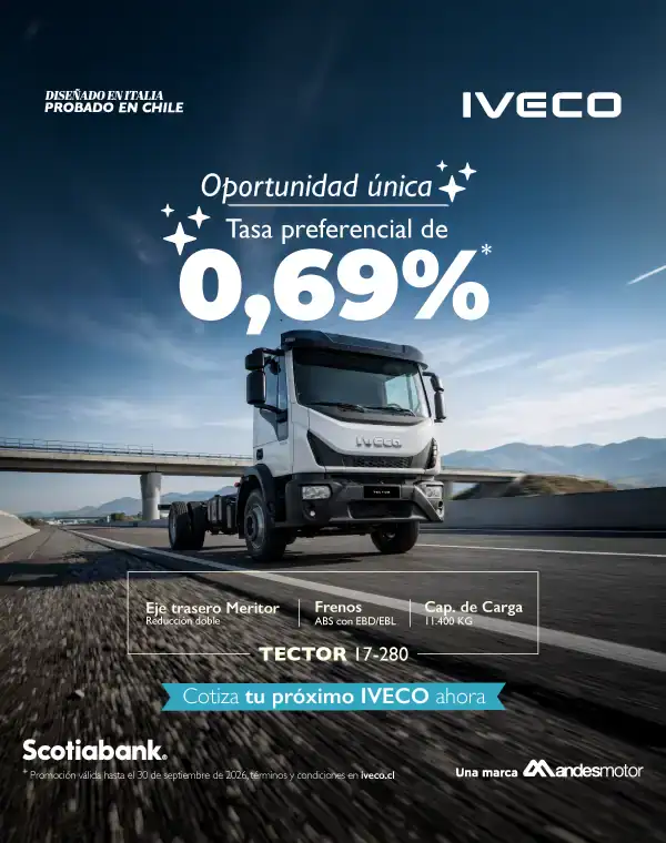 Camión Iveco en carretera con oferta de financiamiento.