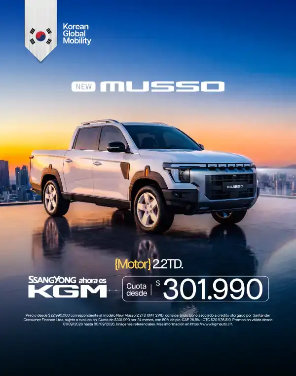 Nuevo SsangYong Musso 2.2TD en oferta en Chile.