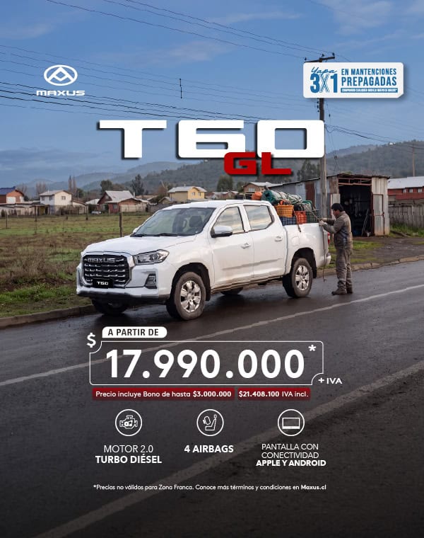 Camioneta Maxus T60 GL en carretera con oferta de precio.
