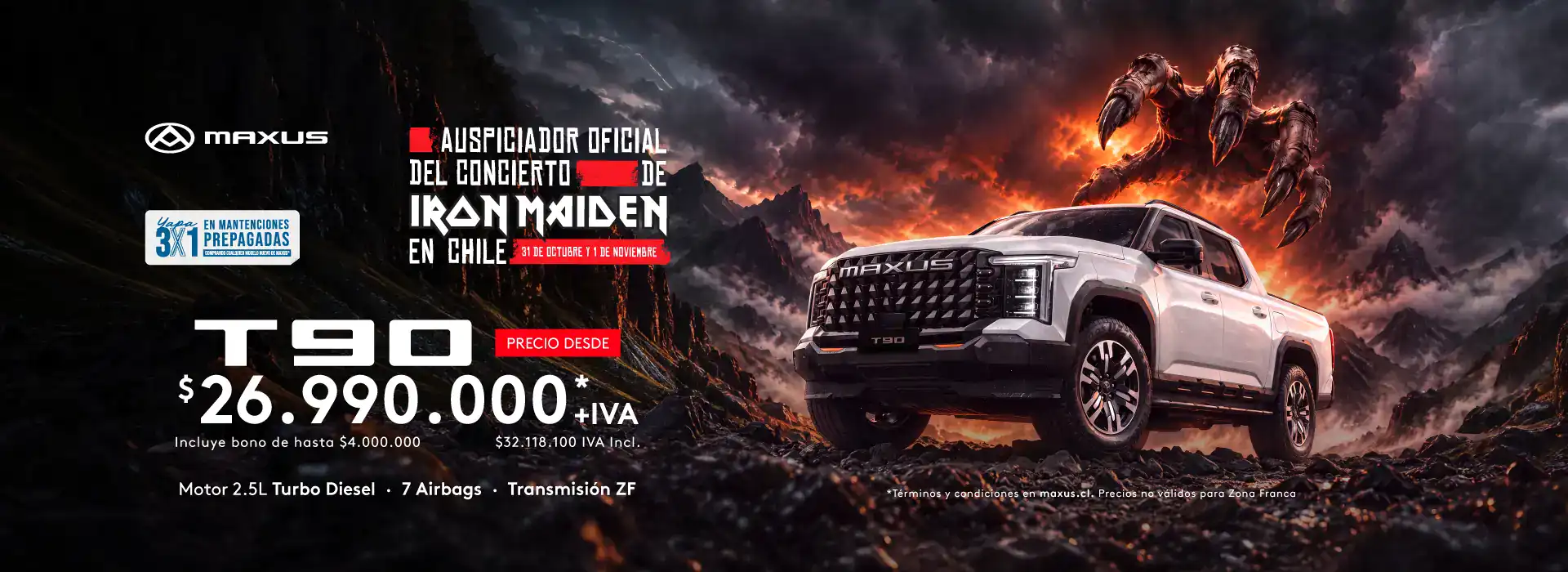 Camioneta Maxus T90 2023 en promoción en Chile.