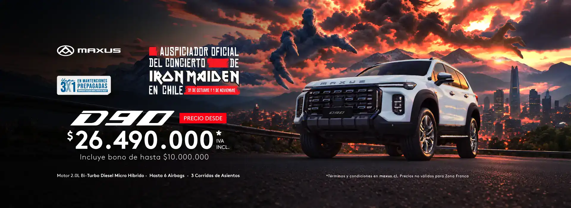 Maxus D90 SUV nuevo en Chile con diseño moderno y robusto.