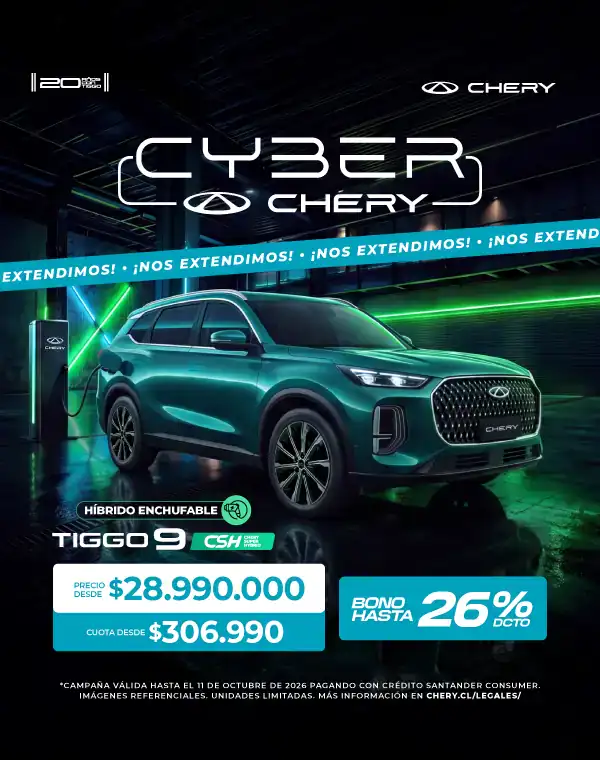 Chery Tiggo 9 híbrido enchufable en promoción en Valdivia.
