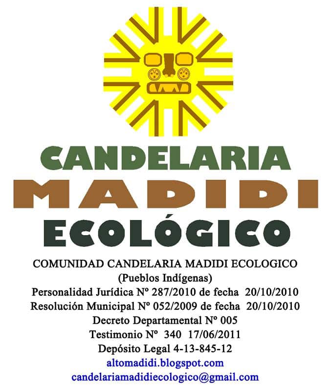 Logo of Candelaria Madidi Ecológico community with indigenous symbols.
