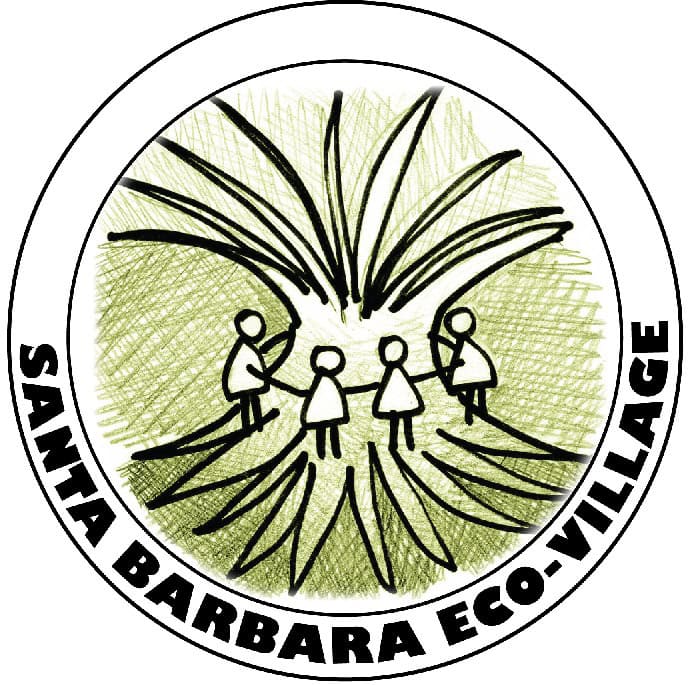 Logo of Santa Barbara Eco-Village with community and nature imagery.