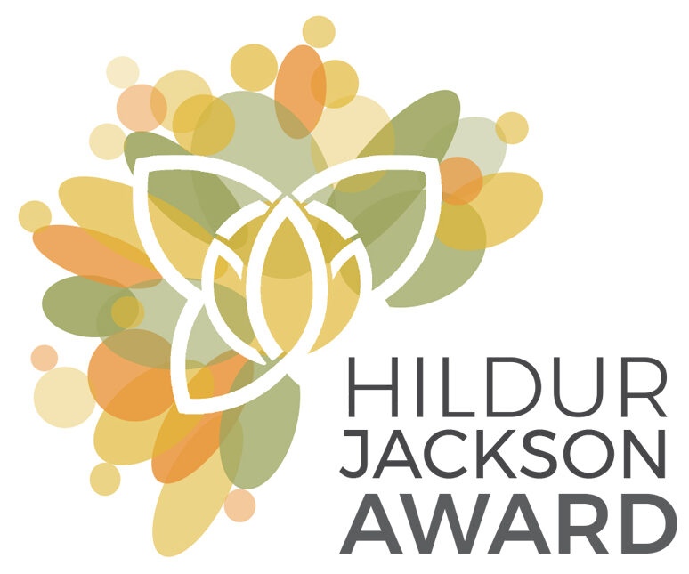 Hildur Jackson Award logo with colorful abstract petals.