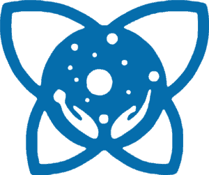 Logo of the Global Ecovillage Network with a stylised flower and earth motif.