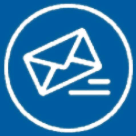 Global Ecovillage Network symbol with envelope icon in blue.