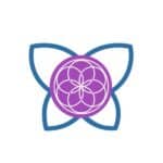 Ecovillage Network logo with a flower and butterfly design in purple and blue.