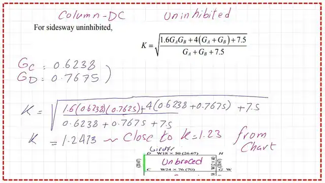 K value for column Dc using the french equation.