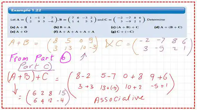 Solved problem for matrix operations-parts C and D.