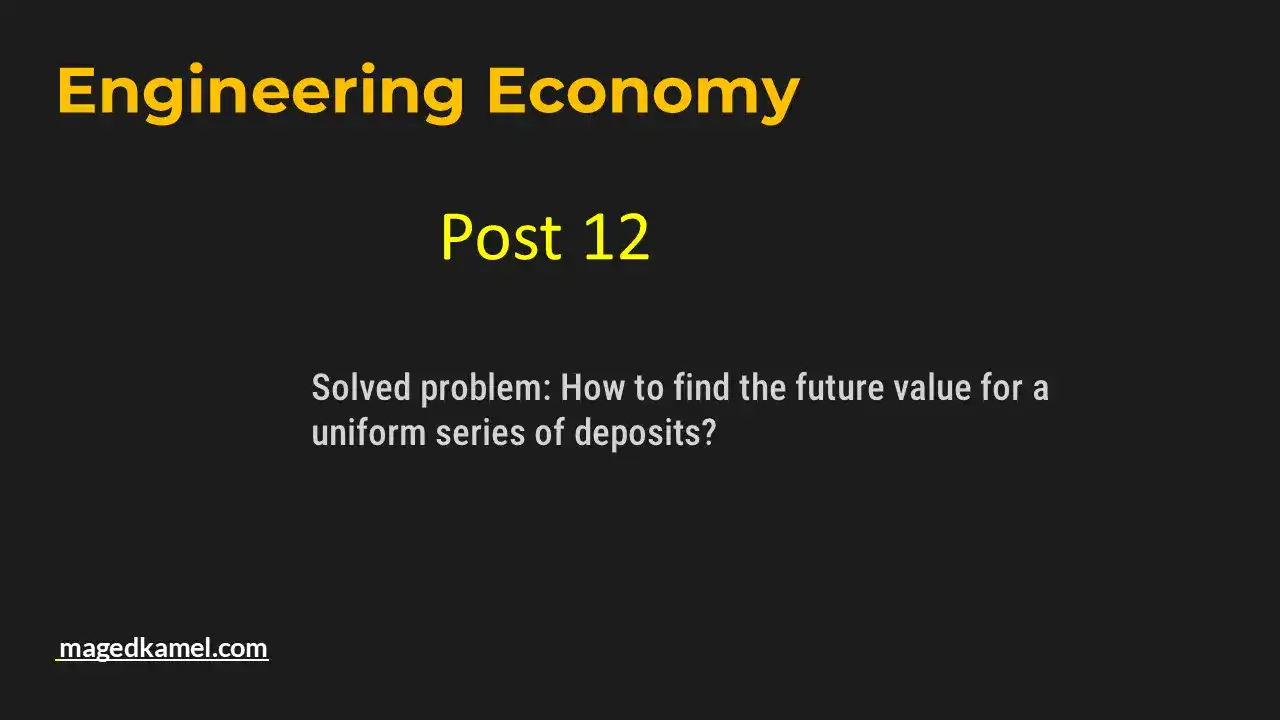 Solved problem-Future value for uniform series deposits.