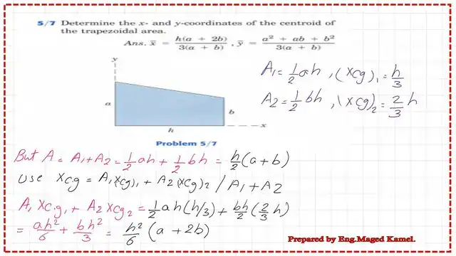 How to find the first moment of area for the two triangles?