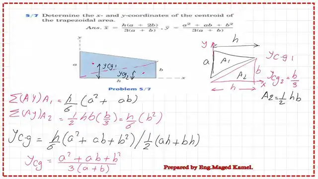 The final y cg of the trapezoidal area using the first option.