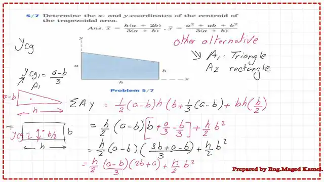 How to find the first moment of the area using option 2?