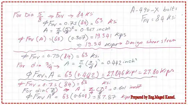 estimation of the design shear strength for bolts type A 490-X