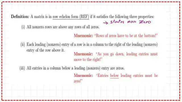 Row echeclon form definition.