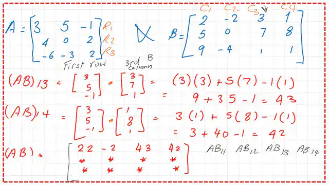 Product of ist row by two columns