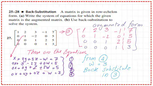 Augmented matrix for practice problem #27