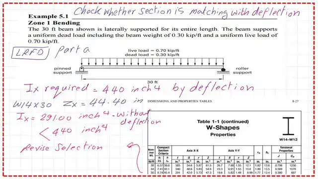 page 1- post 24b-steel beam. Solved problem-5-1-part 2-Details of W section W14x30