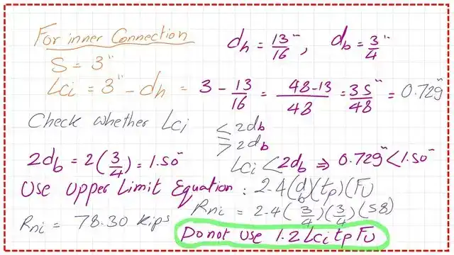 Check the inner spacing and Find whether we use Upper limit equation.