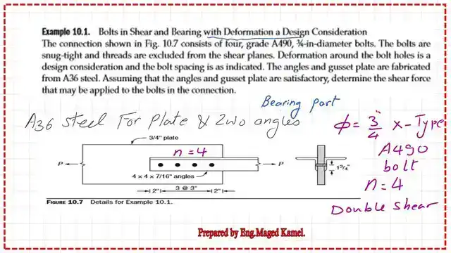 A solved problem 10-1-How to get the value of bearing and tear-out for a bearing connection?