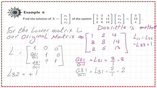 Develop the matrix L from matrix A