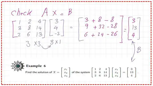 Check that A*X= b.