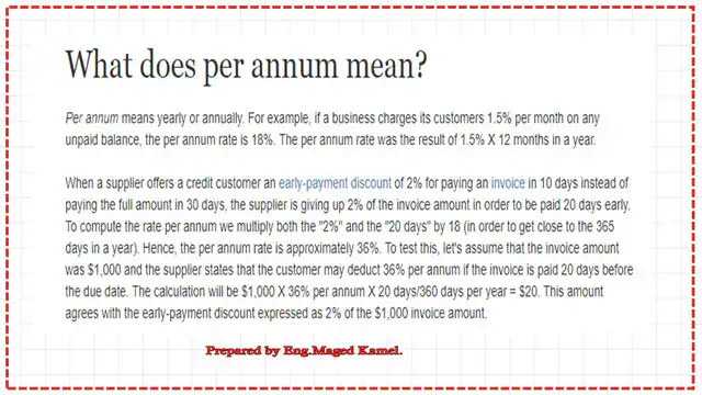 Page 6- post 10 economy Examples for the term per annum.