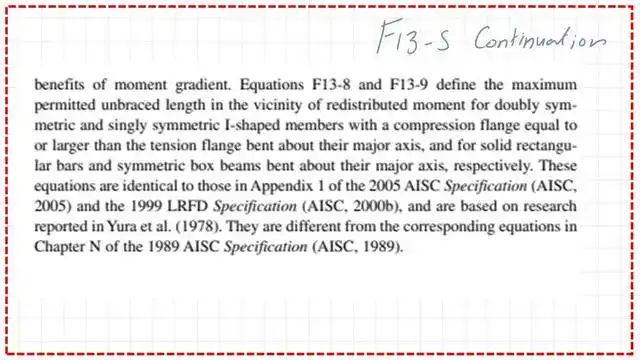 page 9-post 29-steel beam Clause F13-5 for Lm between bracing and the related equation.