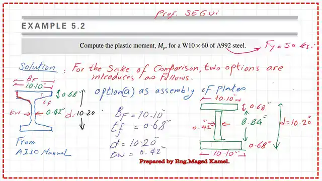 pict 1-post 6- steel beam A solved problem 5-2 how to get the plastic moment for W10 x 60?