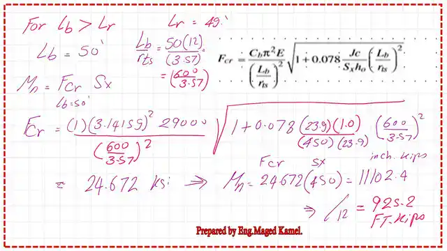 Fcr Flexural Buckling stress and the elastic critical moment (Mcr).