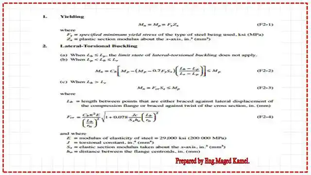 pict-2-post-10A-steel-beam AISC reference for Yielding equations for beams.